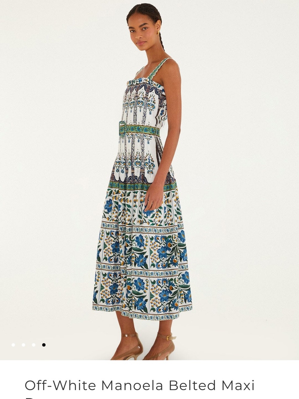 FARM Rio Off-White, Blue & Green Tiered Smocked Maxi Dress - Picture 4 of 9